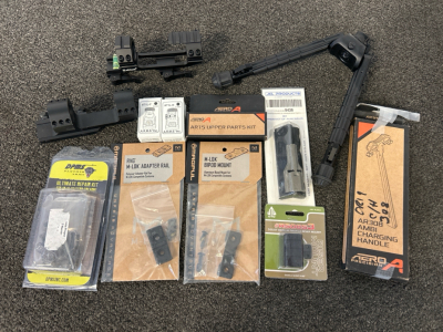AR 15 Parts, RVG M-Lok Adapter Rails, Bi-Pod, Rear Folding Polymer Sights, Scope Mounts and More