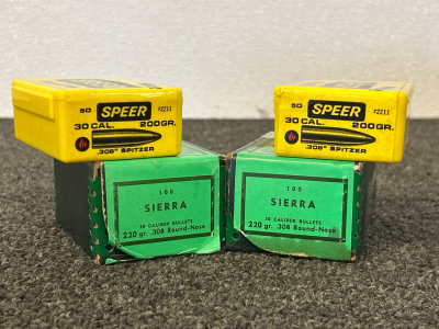 Speer 30 Cal. 200 Gr. Spitzer Bullets and Sierra 30 Cal. 220 Gr. Bullets