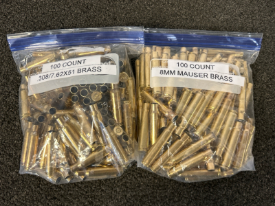 (200 Count) Brass .308/7.62x 51 and 8mm Mauser