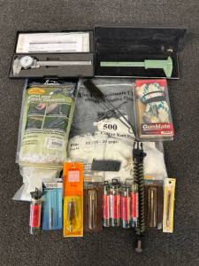 (2) Dial Calipers, Barrel and Breech Cleaners, Bore Brushes, Shotgun Cleaning Patches and More