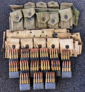 (60) Rnds Of 30-06 Ammunition On Clips and (2) Ammo Pouch Belts