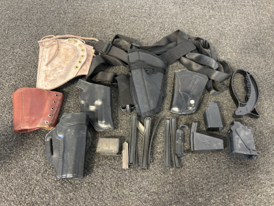 Gun Holsters, Lansky Sharpener, Stripper Clips, and Gun Parts