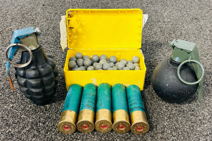 Speer .490 Lead Balls, (5) 10 Ga. ShotShells, and (2) Dummy/ Replica Collectiable Grenades