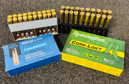 Box Of Rifle Line 7mm Mauser SP 139 Gr. And Remington 7mm Mauser 140 Gr. Core-Lokt PSP