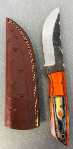 Custom Handmade Knife &ndash; Textured Carbon Steel Blade With Custom Resin Handle- 9" Overall Length