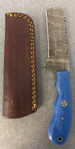 Damascus Steel Hunting knife With Custom Handle And Sheath- 9" Overall Length