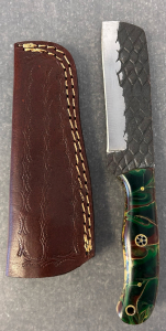 Custom Handmade Fixed Blade Knife &ndash;Textured Blade w/ Multicolor Micarta Handle- 9" Overall Length