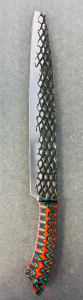 Custom Handmade Fixed Blade Knife &ndash;Textured Blade w/ Multicolor Micarta Handle- 13.5" Overall Length