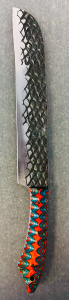 Custom Handmade Fixed Blade Knife &ndash;Textured Blade w/ Multicolor Micarta Handle- 13" Overall Length