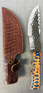 Custom Handmade Fixed Blade Knife &ndash;Textured Blade w/ Multicolor Micarta Handle- 10" Overall Length
