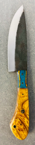 Custom Handmade Knife &ndash; Textured Carbon Steel Blade w/ Hybrid Wood & Resin Handle- 11.5" Overall Length