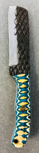 Custom Handmade Fixed Blade Knife &ndash; Textured Blade w/ Multicolor Micarta Handle- 8" Overall Length