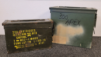 (2) Vintage Metal Ammo Boxes