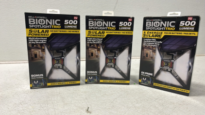 Bell Howell Bionic Spotlight Solar Powered Trio 500 Lumens Multi Directional LED Light Angles At Any Direction