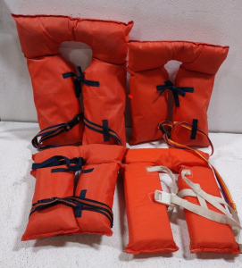 (4) Family Pack of (Orange) Life Vests