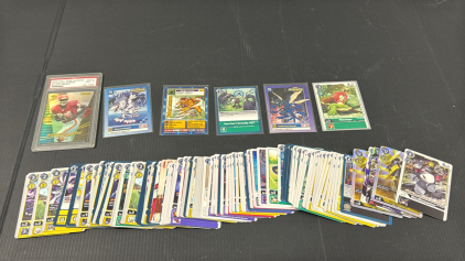 Large Lot Of Digimon Cards and 1 PSA Graded Football Card