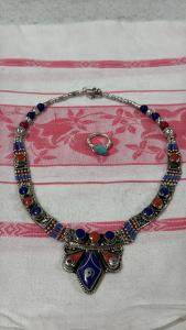 Women&rsquo;s Necklace W/Blue Lapis Lazoli and Red Coral Tibetan , Turquoise Ring