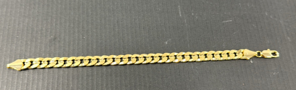 14k Gold Stamped Cuban Link Bracelet 8Inch 10mm Unverified