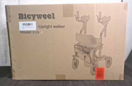(1) Bicyweel 9124F Upright 4-Wheel Rollator Walker, Blue