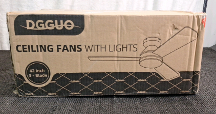 (1) DGGUO - 42" 3-Blade Ceiling Fan W/ Light, Matte Black Finish
