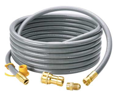 (1) CALPOSE - 25 Foot 1/2" ID Natural Gas Grill Hose W/ Quick Connect Fittings, Natural Gas Line For Grill, Pizza Oven, Heater & More