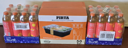 *New* Box of Pirta Meal Prep Containers (50 Sets) & (2) 12-Packs of Bubly Burst Peach Mango Sparkling Water | +$80 Combined Value!