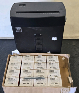 Cross-Cut Paper Shredder 15"H & (16) Boxes of B&C Eagle Hammer Tacker Staples - ⅜"Crown x ⅜"Leg Galvanized-5,000ct/Per Box / +$150 Combined Value!