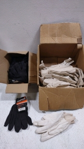 (14) Pairs of (White) Work Gloves & (9) Pairs of Large (Black) Cotton/Polyester Gloves- All Size is Large