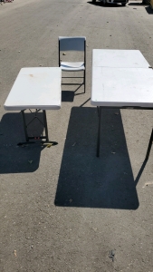 (1) Small Folding Table (1) Large Folding Table and(1) Folding Chair