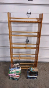 (1) 22&frac12;"x 9"x 4' 5-Teir Wooden Shoe Rack & (29) Assorted Types of Media