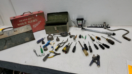 Assorted Tools and (3) Tools Boxes