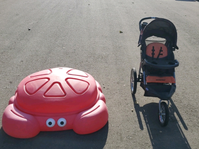 Sand Box and Babytrend Stroller