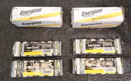 (4) 6-Packs Of Rayovac ALC-6J Ultra Pro Industrial C Alkaline Batteries & (2) 12-Packs Of Energizer Industrial C Alkaline Batteries