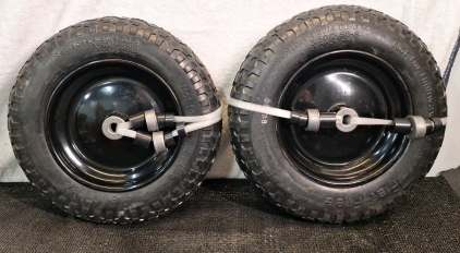 (1) Merry Yard - 2-Pack of 3.50-8 Wheels,14.5" Flat Free Tires,Steel Rim,5/8" or 3/4"Axle Bore Hole,3&rdquo;-6" Centered Hub,13"-16" Universal Fit Tire For Wheelbarrow,Hand Truck,Garden & Utility Carts, Trolleys & More