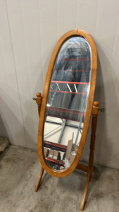 Oval Oak Swing Mirror and Patio Table