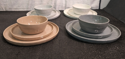 (1) Famiware - 12-Piece Ceramic Dinnerware Set, Mars Series Multi Color