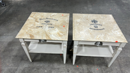 (2) Chabby Chic Cream Colored End Or Night Tables