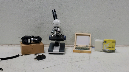 Amscope Microscope With Slides And Accessories