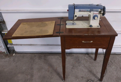 Vintage White Sewing Table w/ Sewing Machine