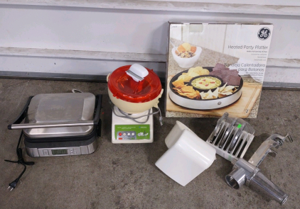 (1) Heated Party Plater, (1) Cuisinart Griddle, (1) Sanyo Juicer Machine & More