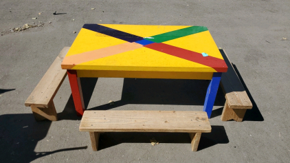 Wooden Table With Benches