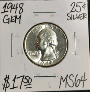 1948 MS64 Choice Silver Washington Quarter
