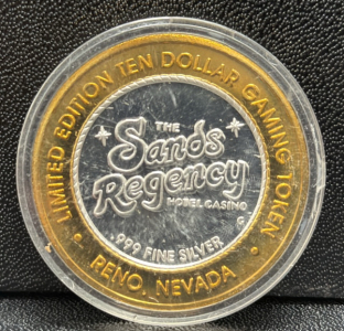 Sands Regency $10 Casino Gaming Token, .999 Silver, Reno Rodeo Bull Rider