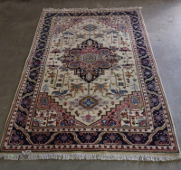 Floral Wool Beige Turkish Rug