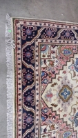 Floral Wool Beige Turkish Rug - 2