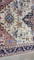 Floral Wool Beige Turkish Rug - 5