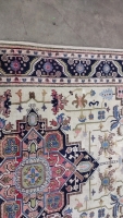 Floral Wool Beige Turkish Rug - 6