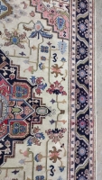 Floral Wool Beige Turkish Rug - 7