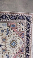 Floral Wool Beige Turkish Rug - 8