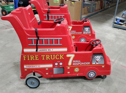 (2)Kids' Push-And-Ride Fire Truck 2 Seat Cart